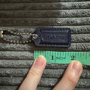 Coach Rare Navy Blue Leather Fob Hang tag Charm Keychain Y2K authentic